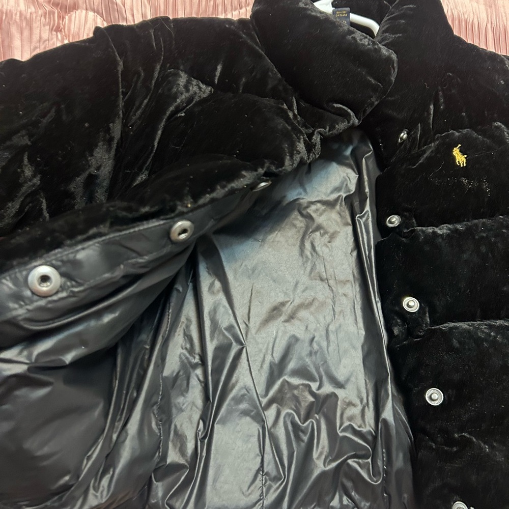 Toddler black velour POLO Ralph Lauren Puffer coat! - Picture 3 of 6